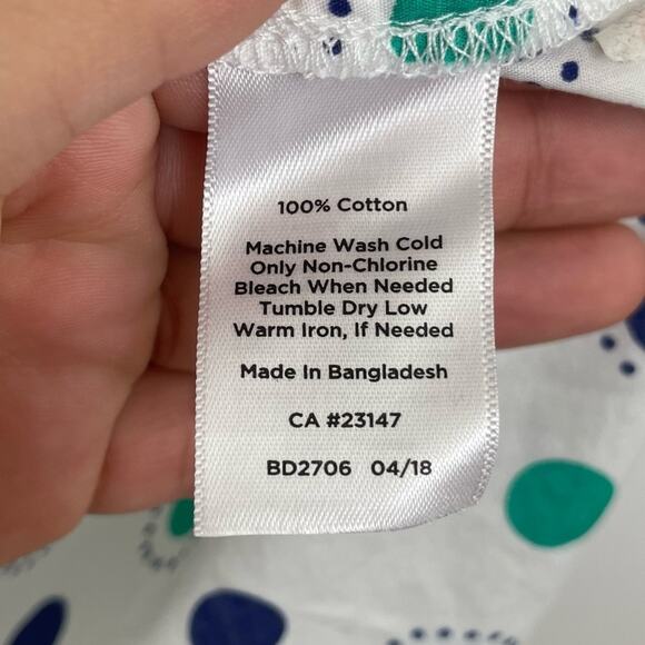 Talbots Woman white blouse with blue green yellow circle decor Size 3X - Picture 7 of 10